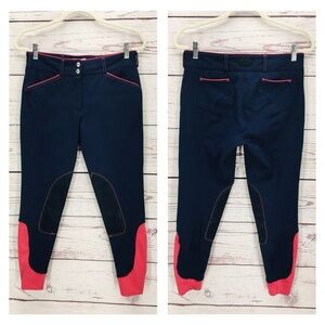Dover Saddlery Equestrian Women’s knee-patch Horse Riding pants navy red Sz 26